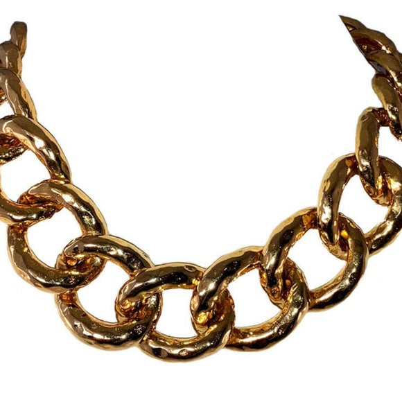 Vintage KJL KENNETH JAY LANE gold lions head designer runway  Kenneth Jay Lane KJL Runway Gold Plated Jumbo Chain Necklace